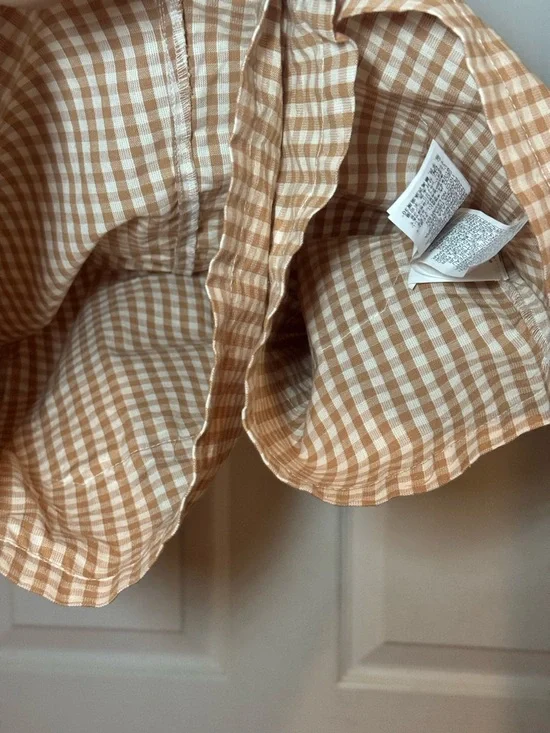 NWT RVCA Forager 100% Cotton Gingham Romper - Size L/12 - Sand/Tan White - Picture 7 of 13